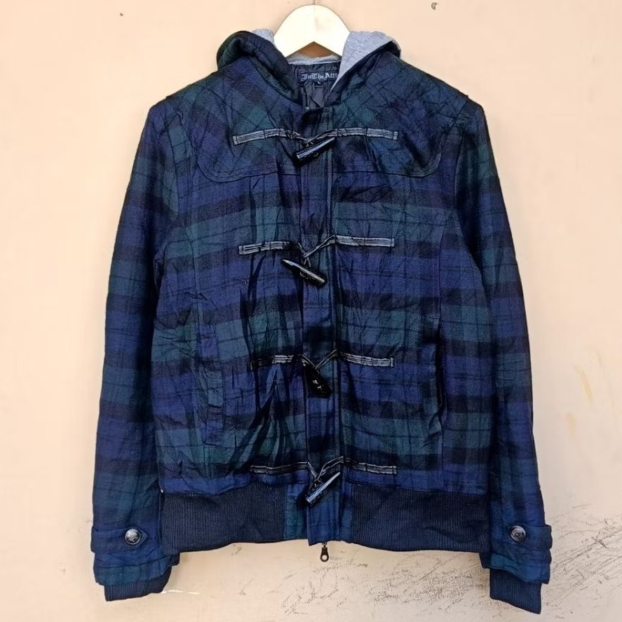 Jacket duffle coat tartan in the attic ifsixwasnine japanese vintage green blue rare