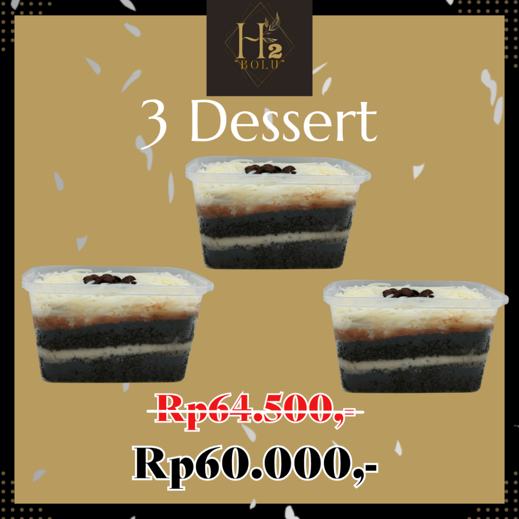Paket 3(Tiga) Box Dessert Box Mini Brownies Keju Coklat Ganache