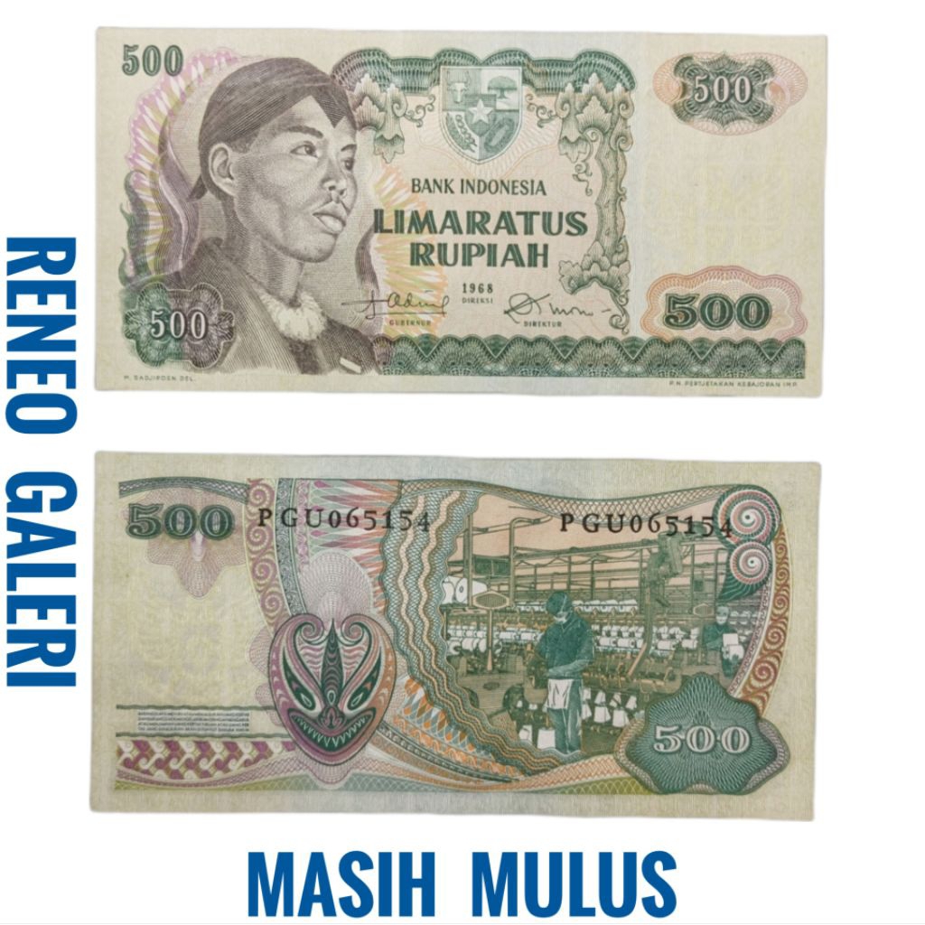 Mulus asli Rp 500 Rupiah Sudirman tahun 1968 Seri Jendral Soedirman uang kertas Kuno duit jadul lawa