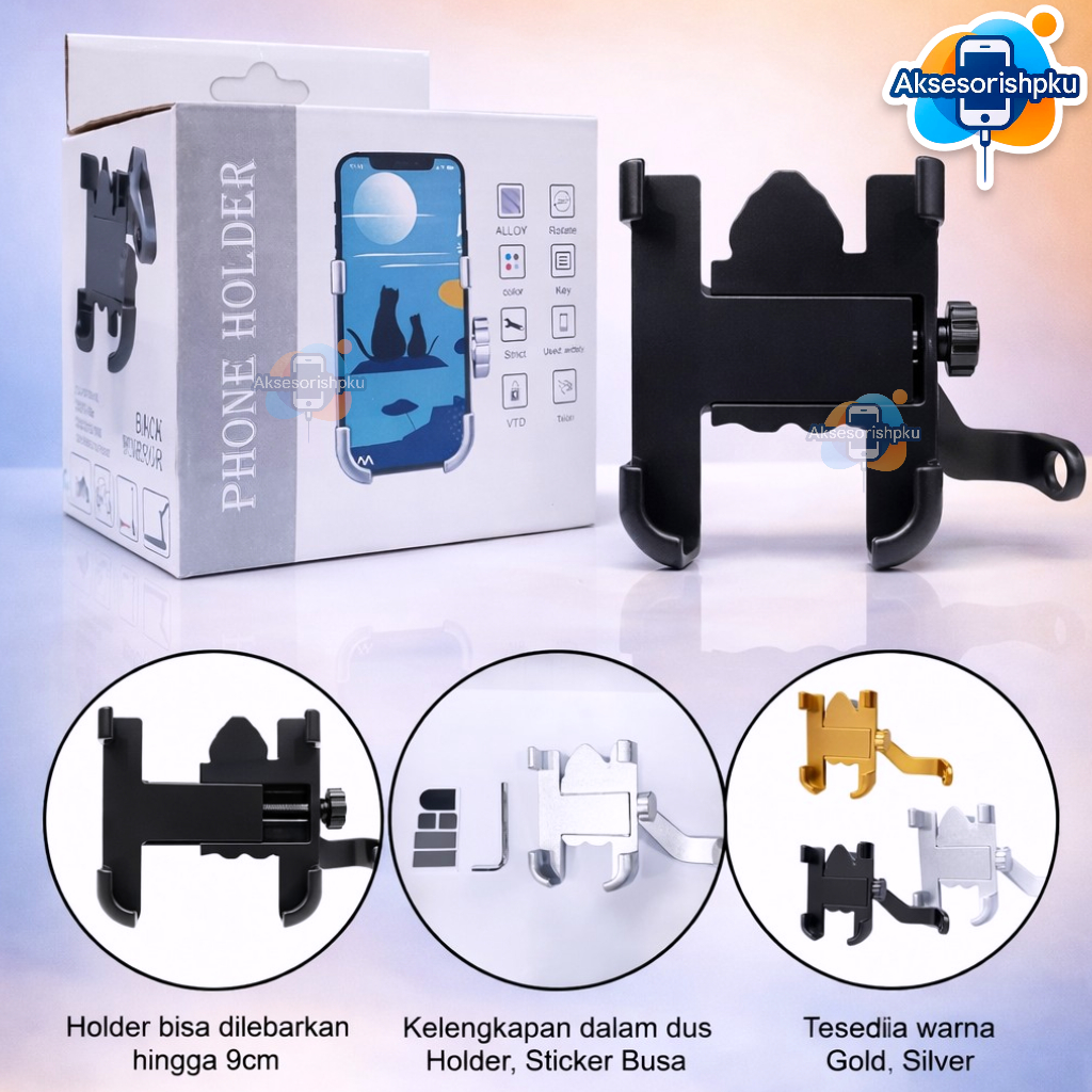 Holder Motor Besi HM20 SPION Phone Holder Besi Motor Alumunium SPION