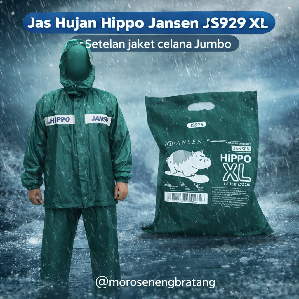Jas Hujan Hippo Jansen JS929 SIZE XL - Setelan jaket celana Jumbo