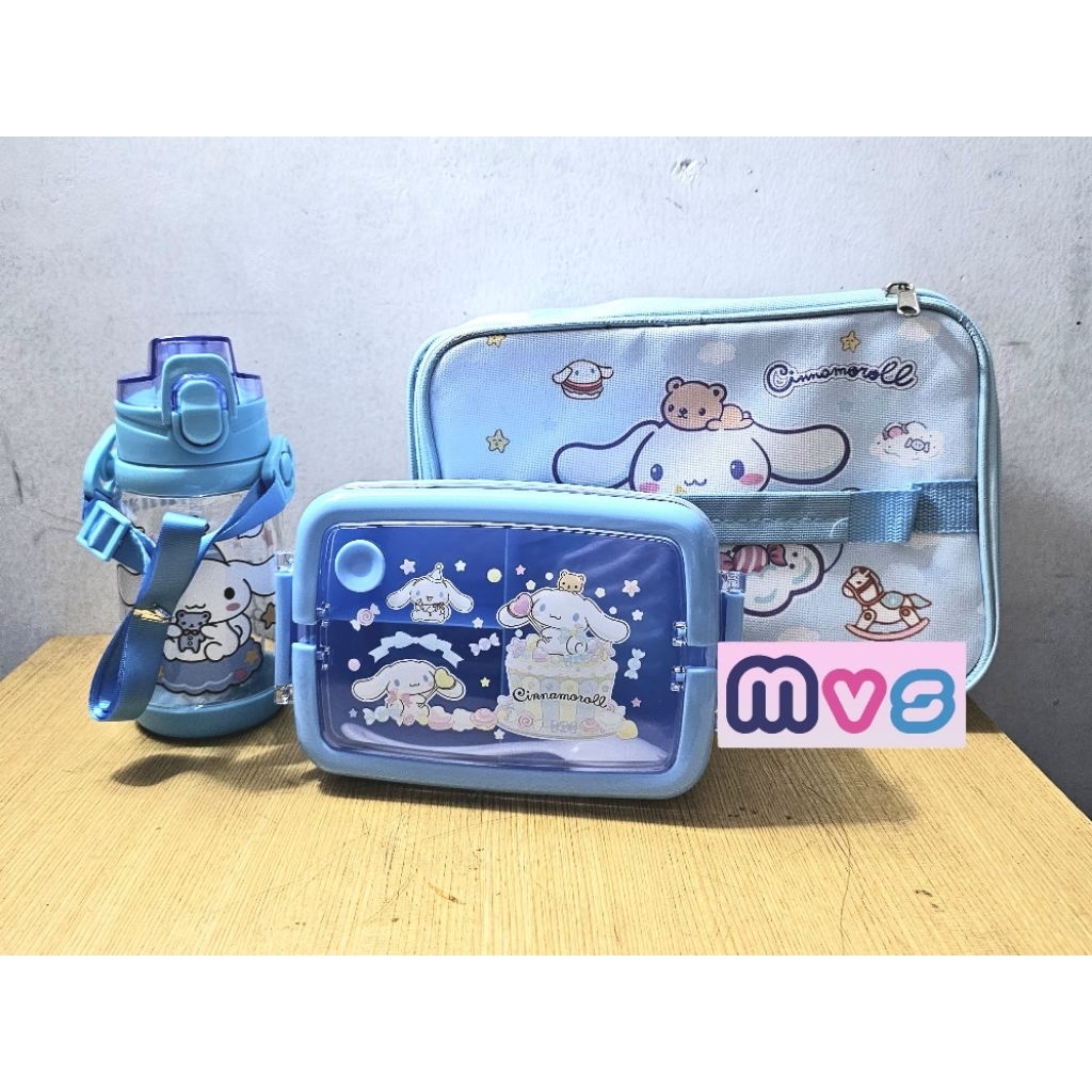 PROMO Paket Bekal Anak Sekolah Kotak Makan + Botol Minum FREE LUNCH BAG Set Tempat Minum & Makan TK 
