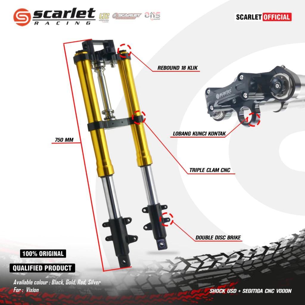 Scarlet Racing - Shock Upside Down Skok Depan USD + Segitiga CNC Vixion