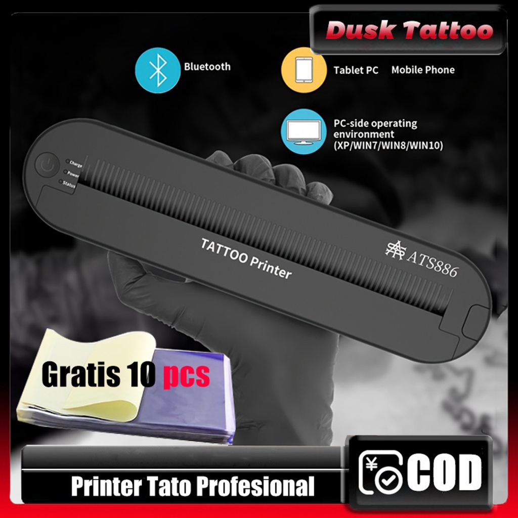 Ats886 Mesin Transfer Tattoo Wireless A4 Printer Thermal Stencil Tattoo Printer Tato Alat Tato Porta