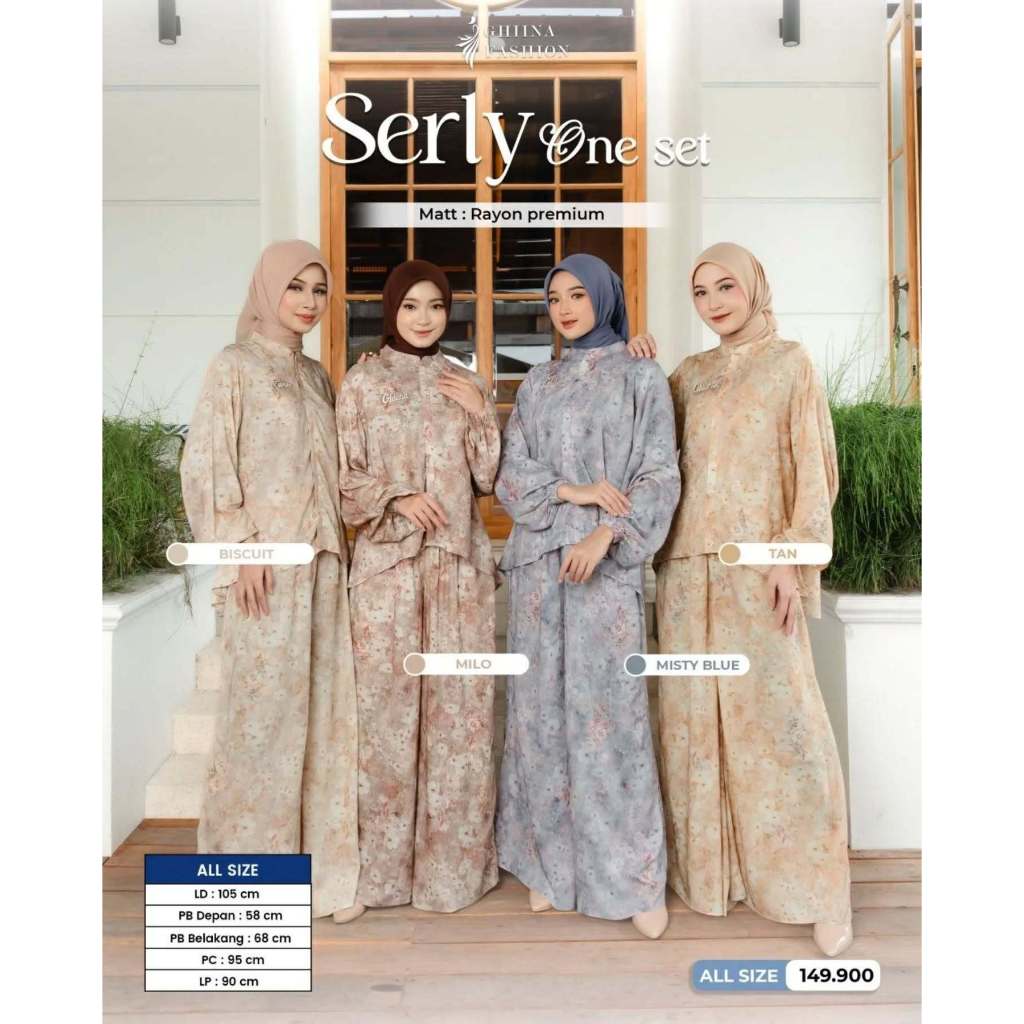 SERLY ONESET RAYON GHINA FASHION - Setelan Baju Muslim Wanita Terbaru Oneset Kekinian