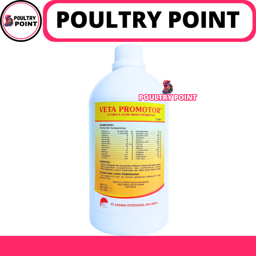 VETA PROMOTOR 1 LITER Premix Cair Vitamin Asam Amino Pemacu Pertumbuhan Ternak Ayam Sapi Domba Babi