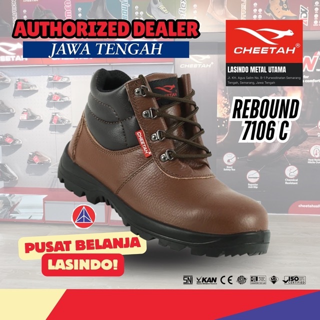 (DEALER JAWA TENGAH) Sepatu Safety CHEETAH 7106H (Hitam / Coklat) / 7106 H / 7106 C Safety Shoes S1 