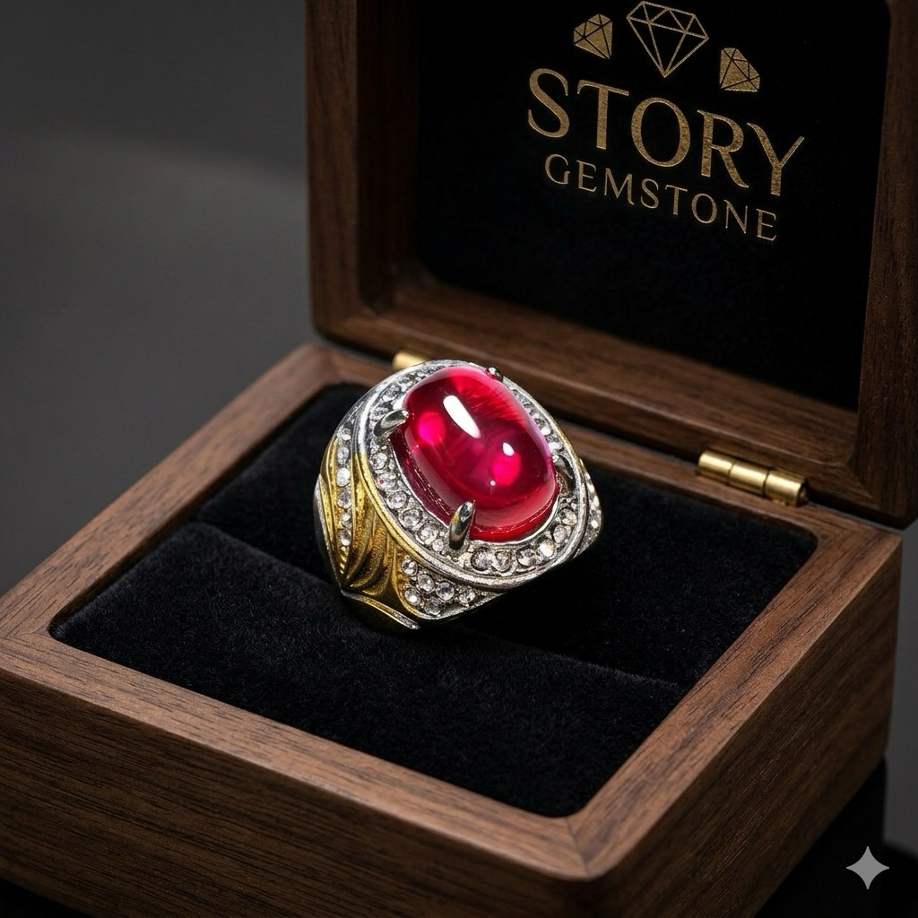 Cincin pria Batu cincin merah delima Siam Bangkok Termurah