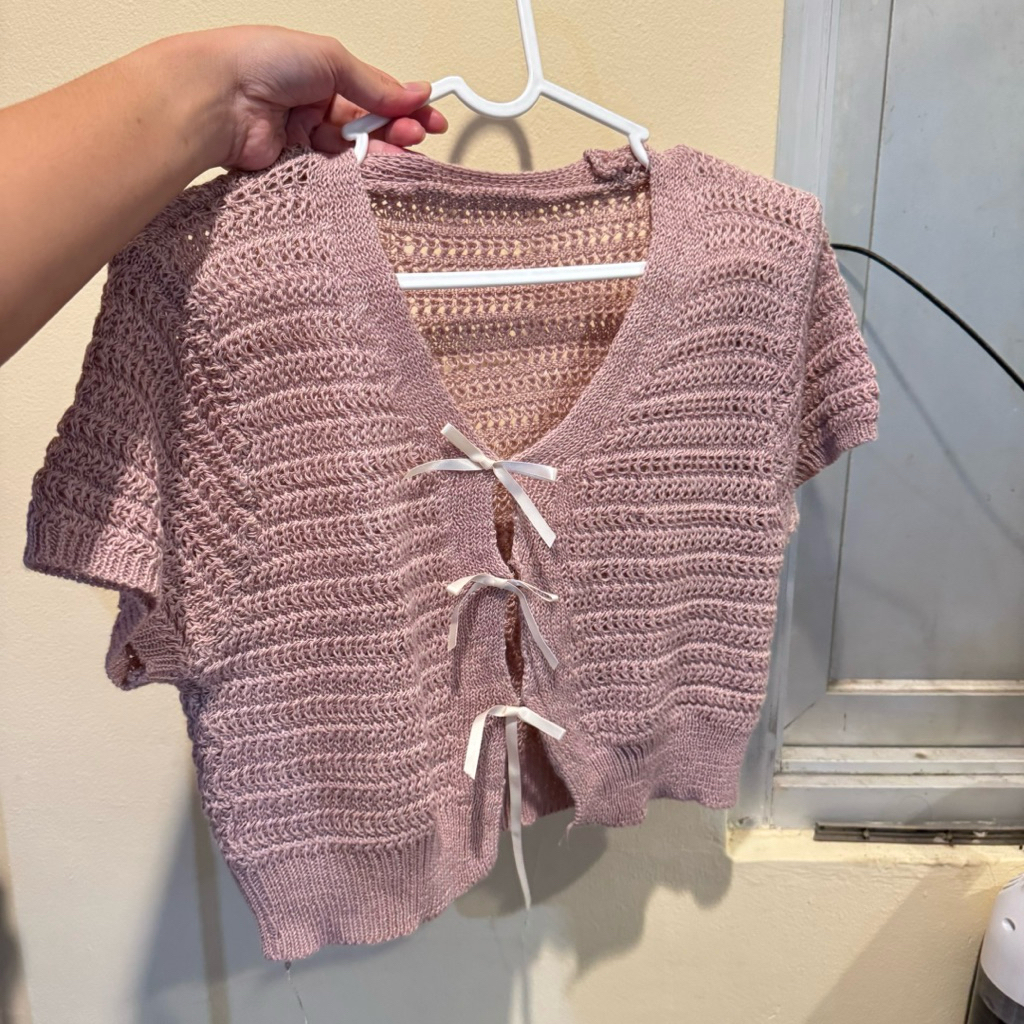 Cardigan Rajut | outer knit pink | outer rajut pink | cardigan crop | outer crop pink | pink stuff