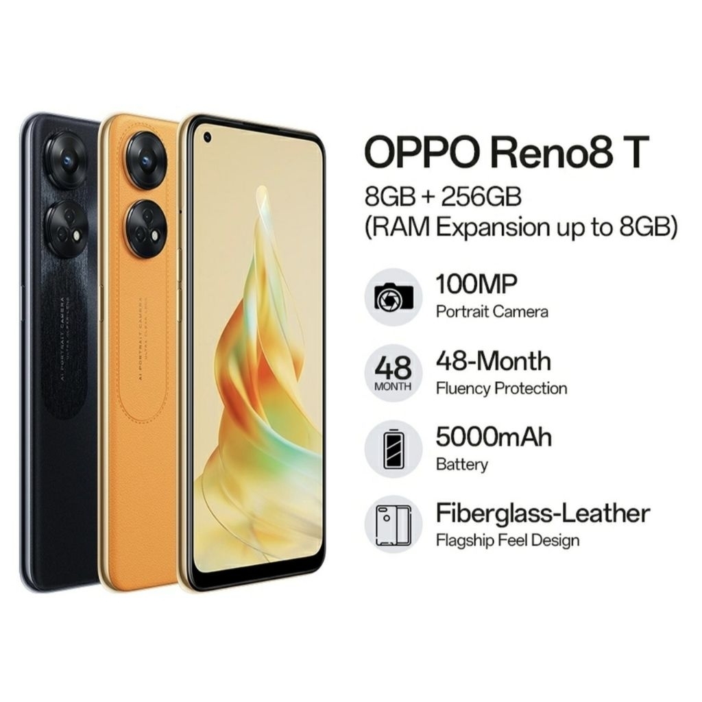 HP OPPO RENO8 T 8/256 4G OPPO RENO 8T 4G RAM 8GB ROM 256GB RESMI OPPO