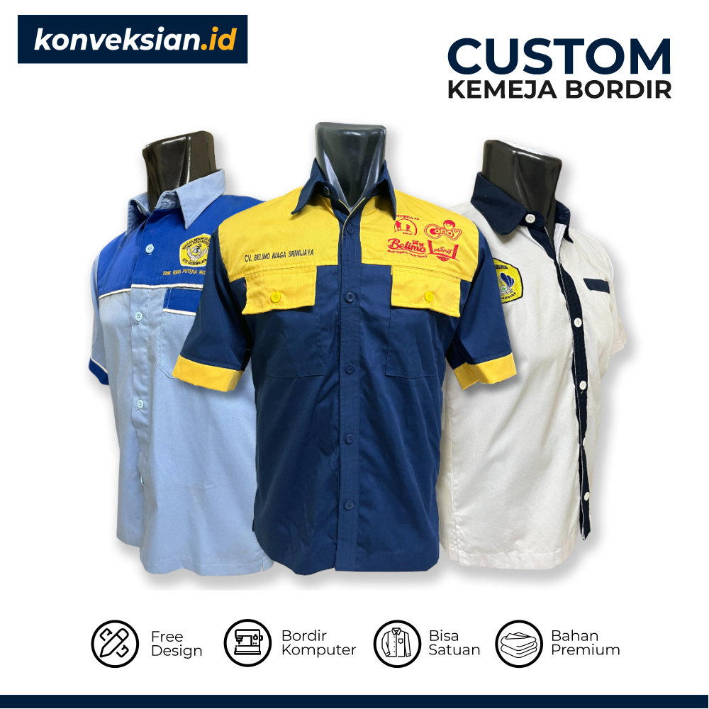 custom kemeja bordir satuan | seragam kerja bordir custom satuan | kemeja bordir custom komunitas