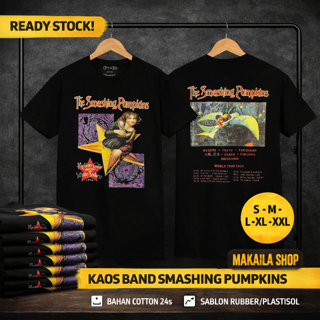 KAOS SMASHING PUMKINS | T-SHIRT PREMIUM | HITAM | KAOS PRIA DAN WANITA