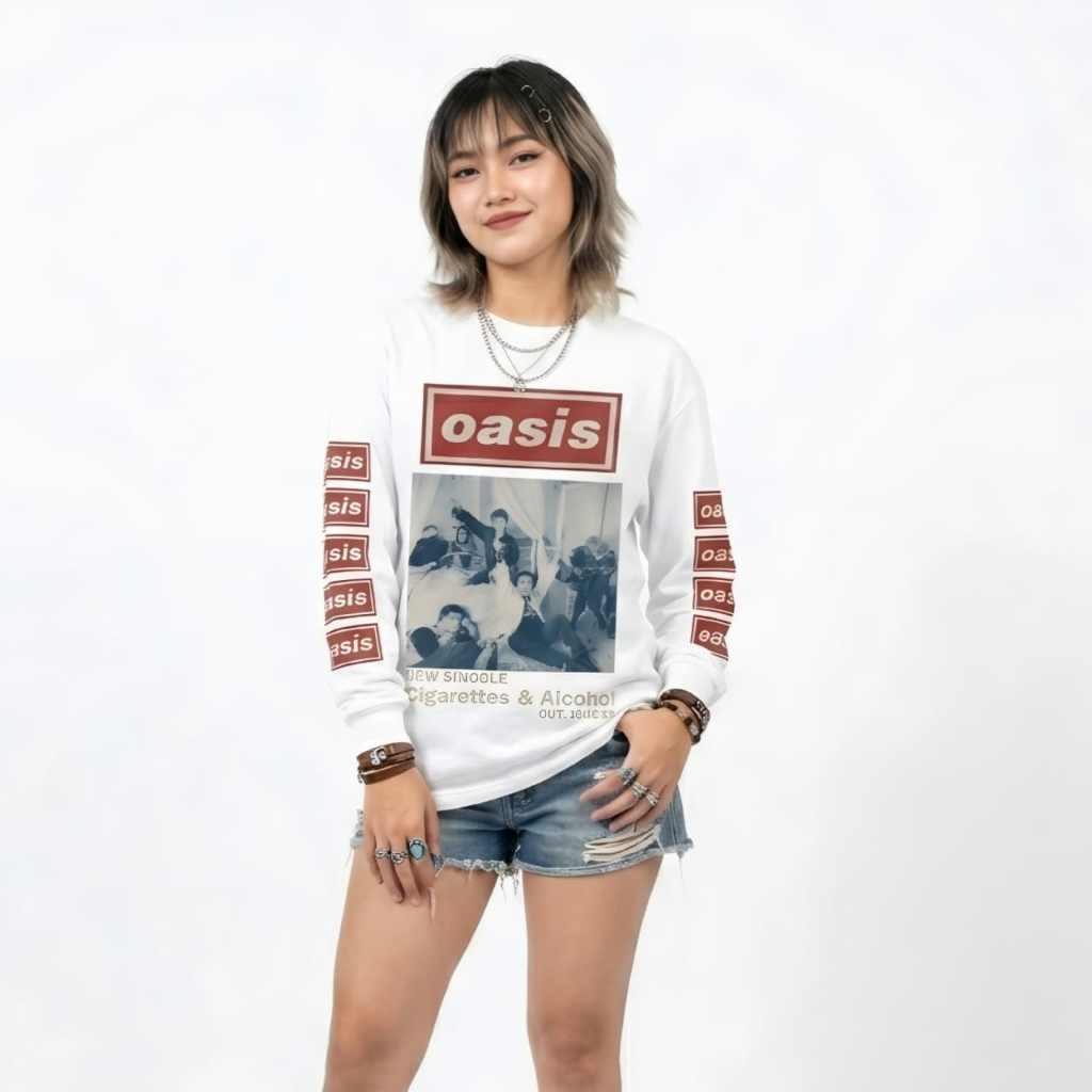 Metaphor Tshirt Oasis Alcohol Kaos Vintage Panjang Putih