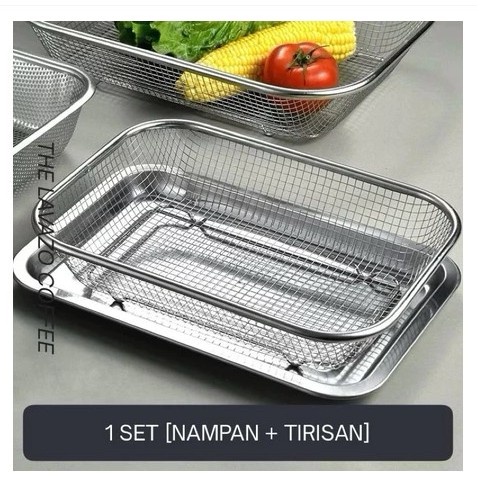 PROMO 1set nampan saringan stainless / tirisan minyak / food drying tray / keranjang tinggi stainles