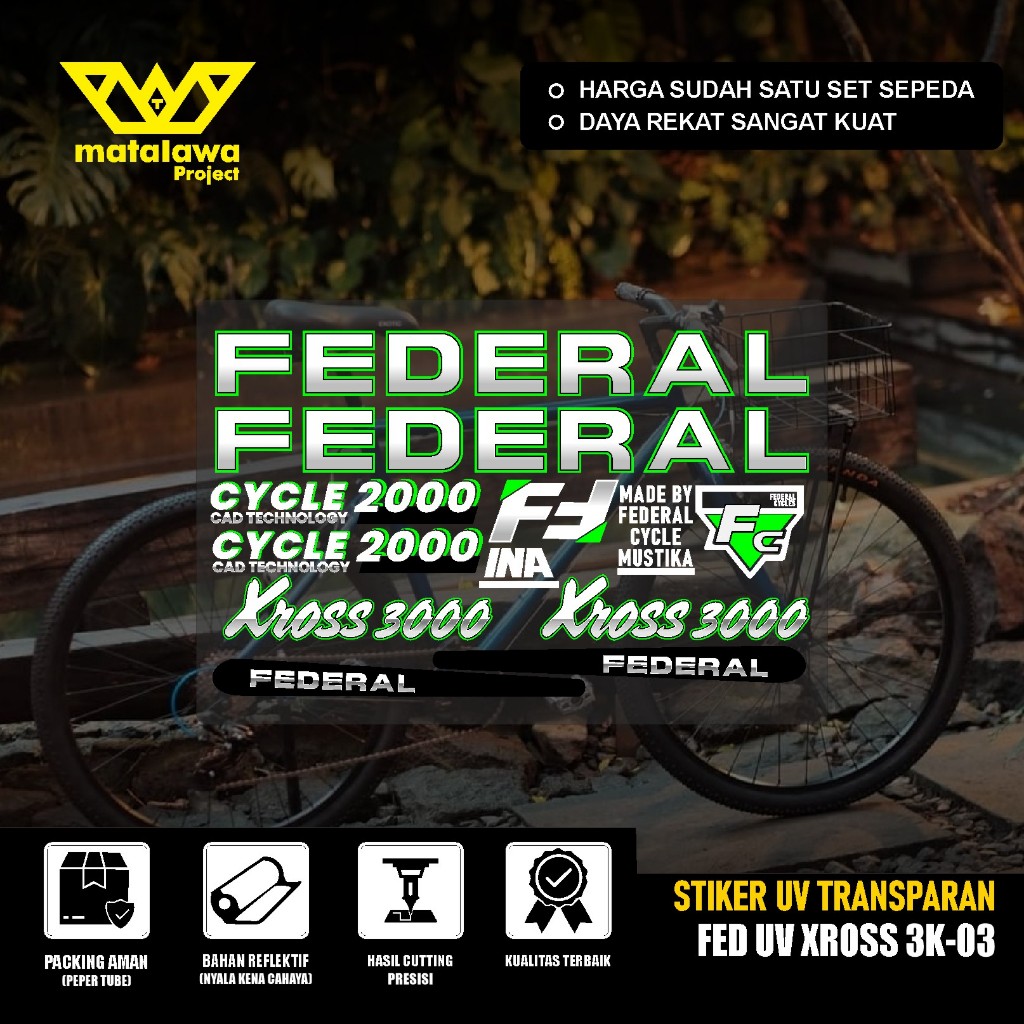 Stiker Decal FEDERAL UV TRANSPARAN Xross 3000 Stiker Sepeda MTB Bike Street cat MG 33 SX SET 03
