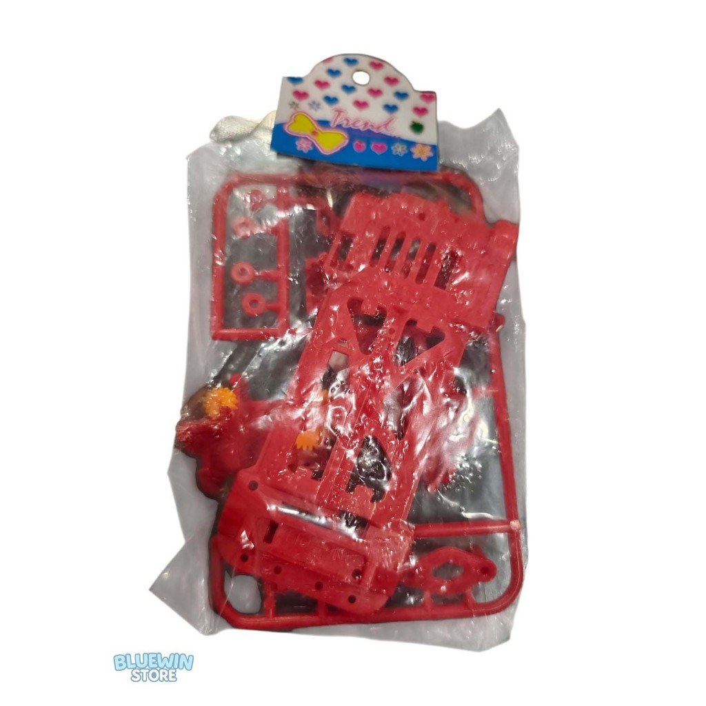 HJH Chassis Buntung Super 1 + Gear Tamiya Mini 4WD Warna Merah/Orange