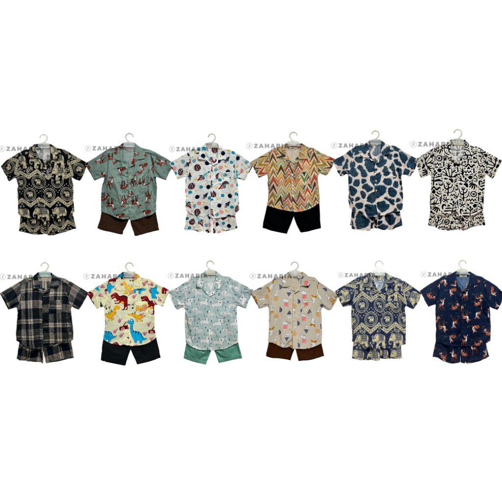 Oneset Anak Katun Rayon// Piyama Anak Katun Rayon Motif// Setelan Anak Laki-laki