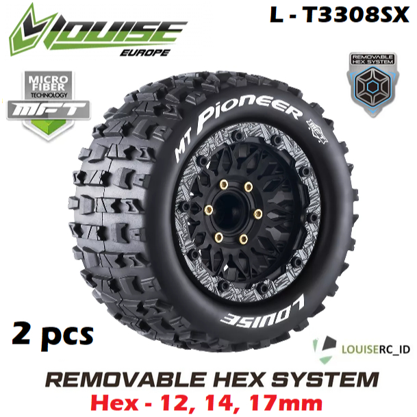 Louise MFT MT-PIONEER 1/10 Monster Truck Tire Removable Offset HEX 12mm 14mm 17mm Mounted Ban RC