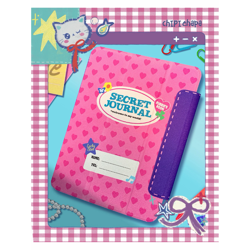 CHIPI CHAPA Rubbies Room Secret Journal Pink iPad Case – Cute 12.9inch Cover | Ready Stock 100% Orig