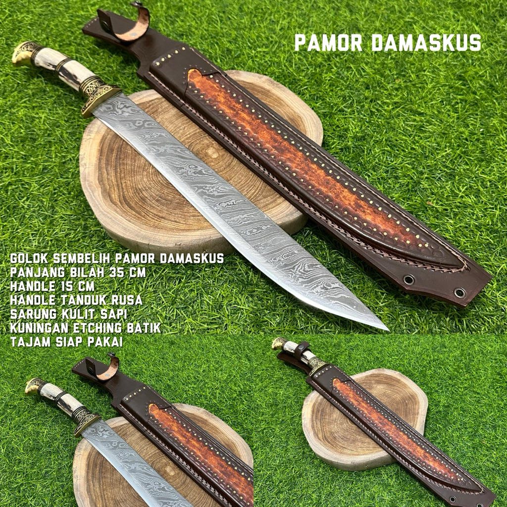 Pisau Sembelih Damaskus Premium Panjang 35 cm