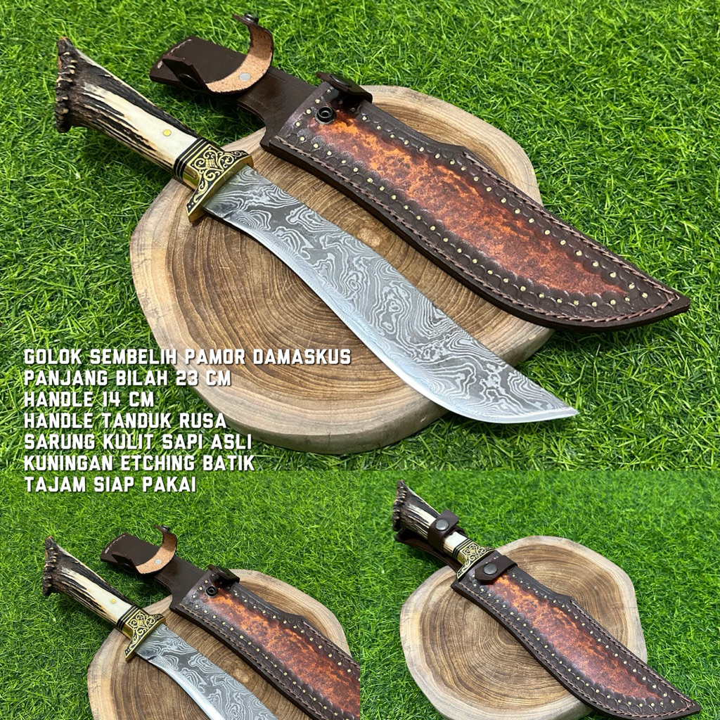 Pisau Survival Baja damaskus Custom Terbaikkk