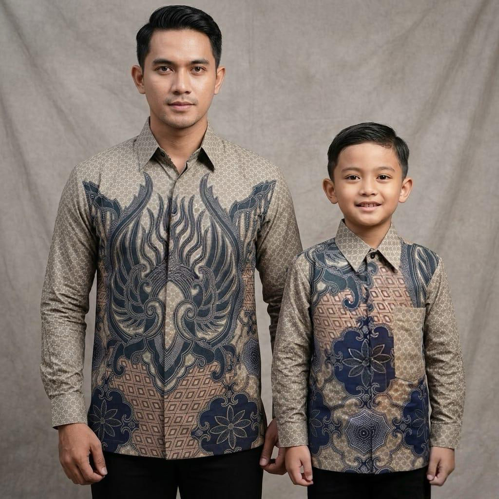 Batik Couple Bapak Dan Anak Katun Solo Premium Batik Pasangan Anak Bapak Warna Navy Kombinasi Ready 