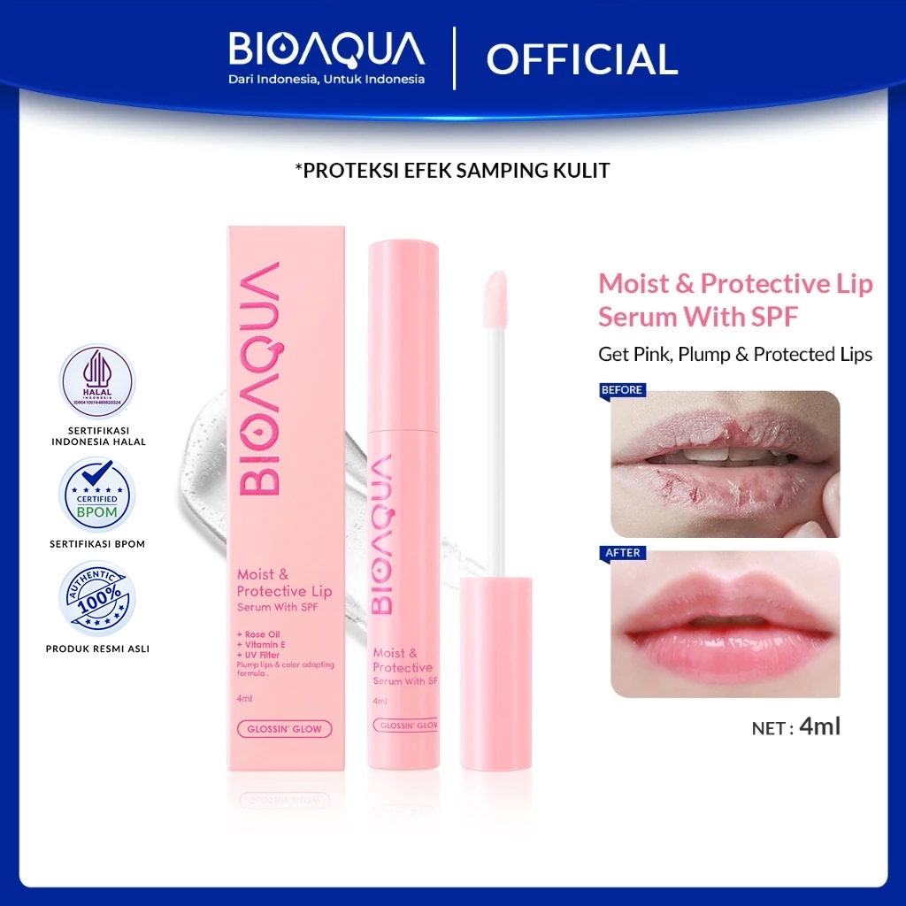BIOAQUA Moist & Protective Lip Serum With SPF Moisturizing Berubah Warna Pink Lip Balm Lip Care Seru