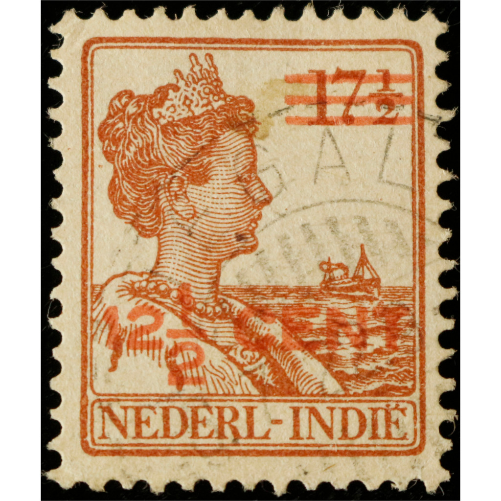 Perangko Hindia Belanda Queen Wilhelmina 1922 12 1/2 Sen Surcharge