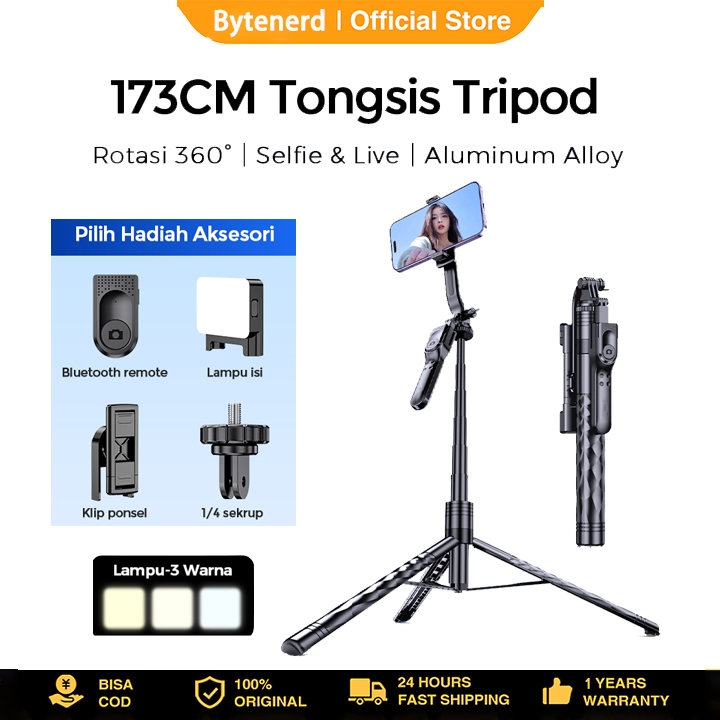 Tongsis Tripod Bluetooth 170cm Fill light Tongsis Tripod Remote Tongsis hp Bluetooth Selfie Stick