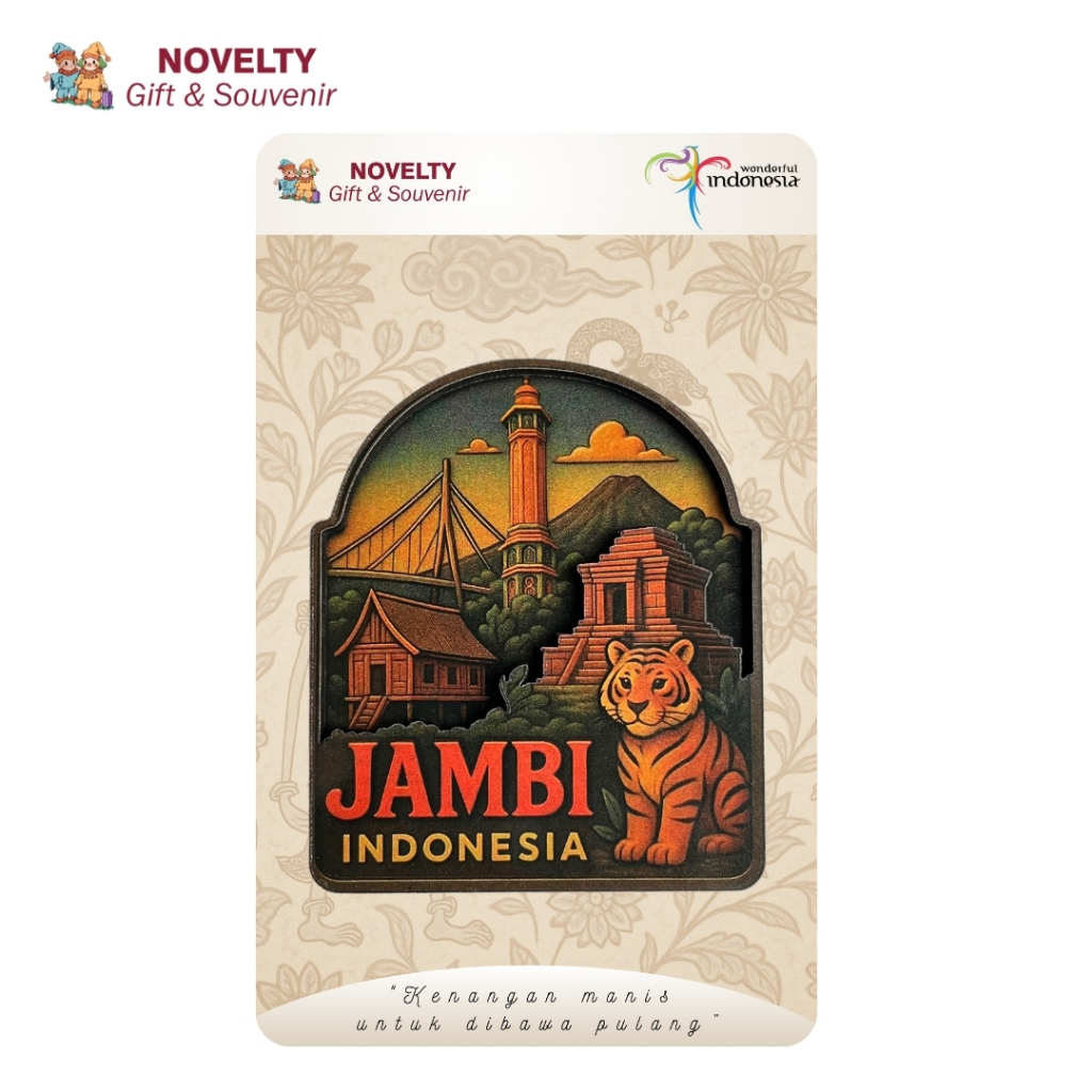 Magnet Kulkas JAMBI Bahan MDF Souvenir Oleh oleh Negara Indonesia