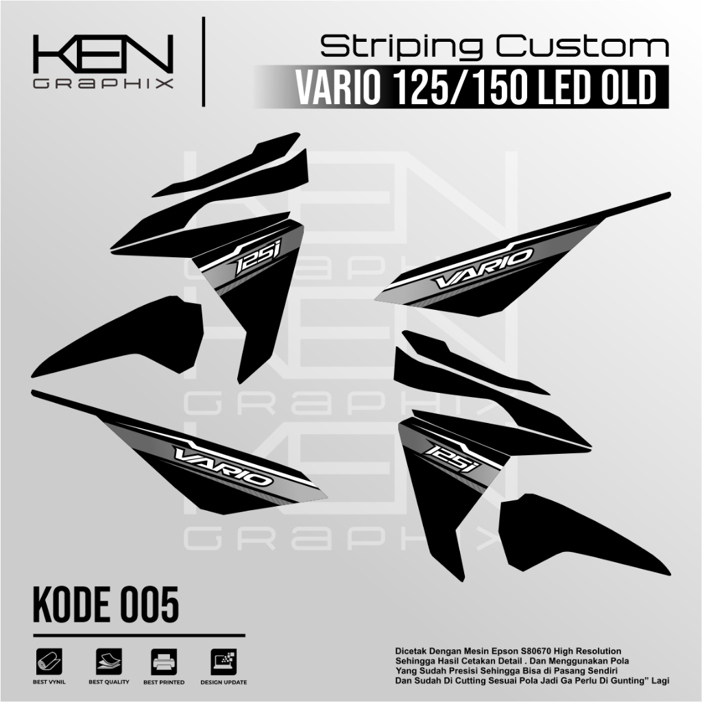 STICKER MOTOR VARIO 125/150 LED OLD/LIST MOTROR VARIO 125 LAMA/ VARIASI VARIO 125/150 KODE 005