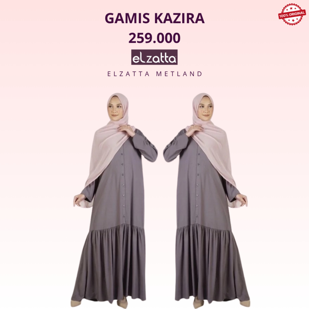Elzatta Gamis Kazira Dress polos busui Bahan Katun Rayon