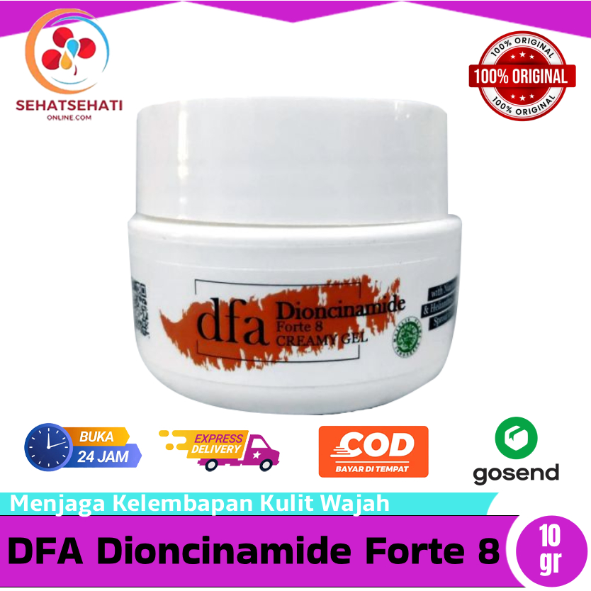 DFA Dioncinamide Forte 8 Membuat kulit terasa halus, lembap, dan bercahaya alami.