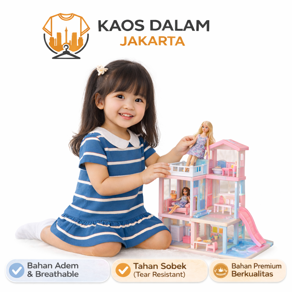Dress Anak Perempuan Tosca 100% Cotton Baju Anak Cewek Umur 2-4 Tahun Dress Casual Anak