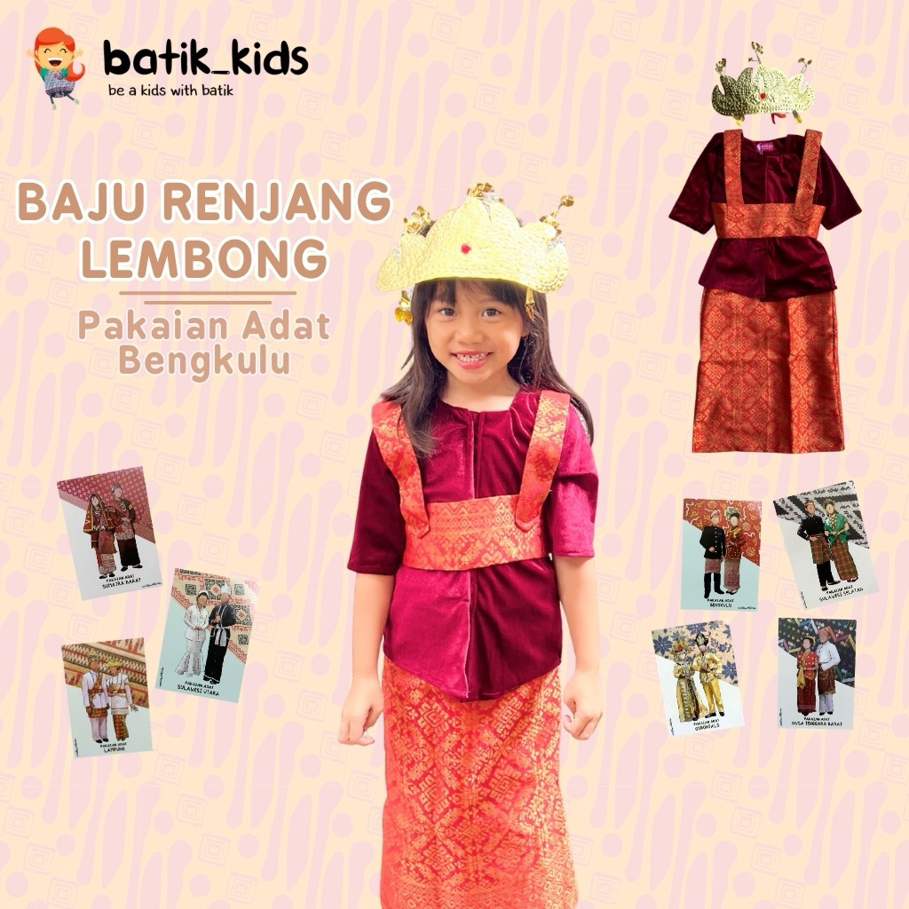 BATIK KIDS Baju Renjang Lembong Pakaian Adat Bengkulu Baju Tradisional Anak Songket