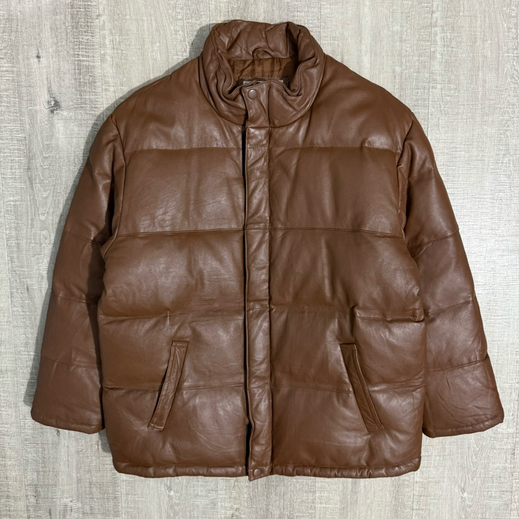 Avirex usa leather puffer goose down jacket