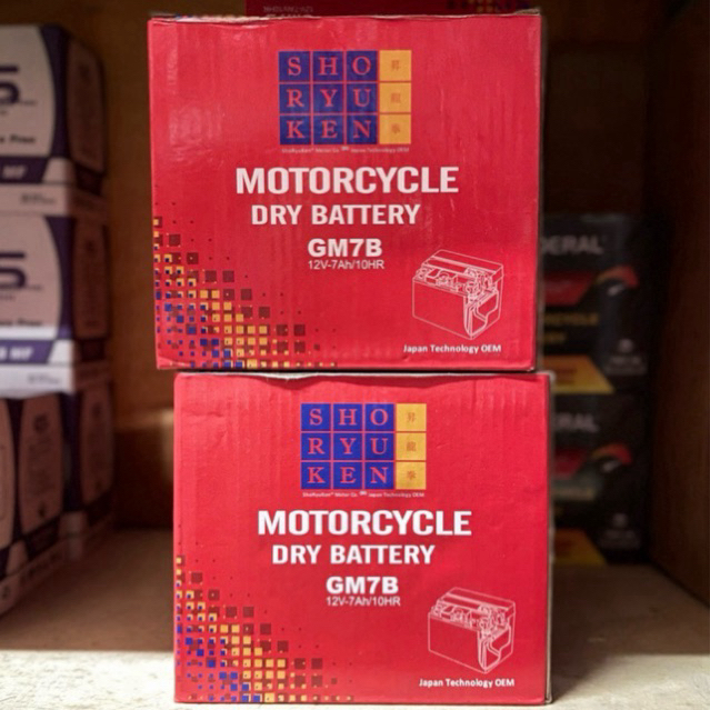 Aki Motor Kering Accu GM7B TIGER Merek Shoryuken