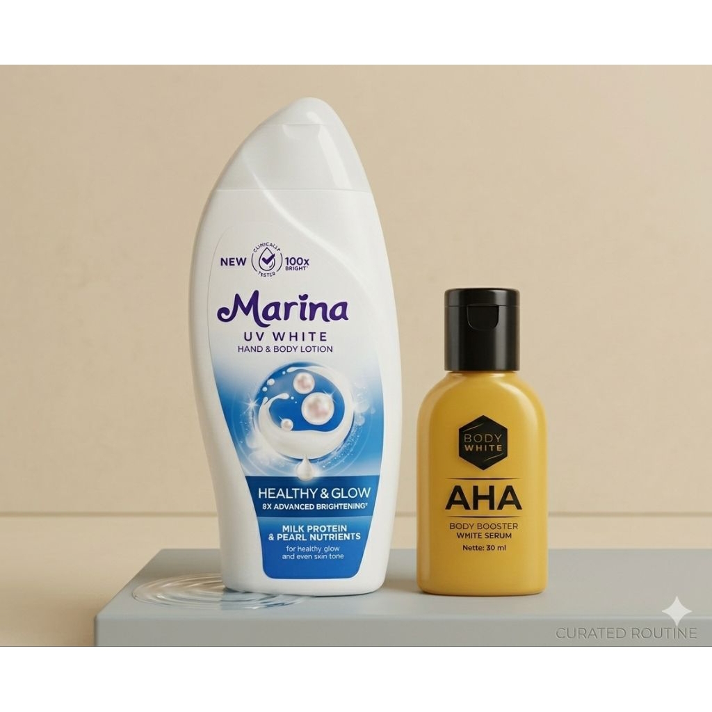 serum booster AHA +handbody marina uv white