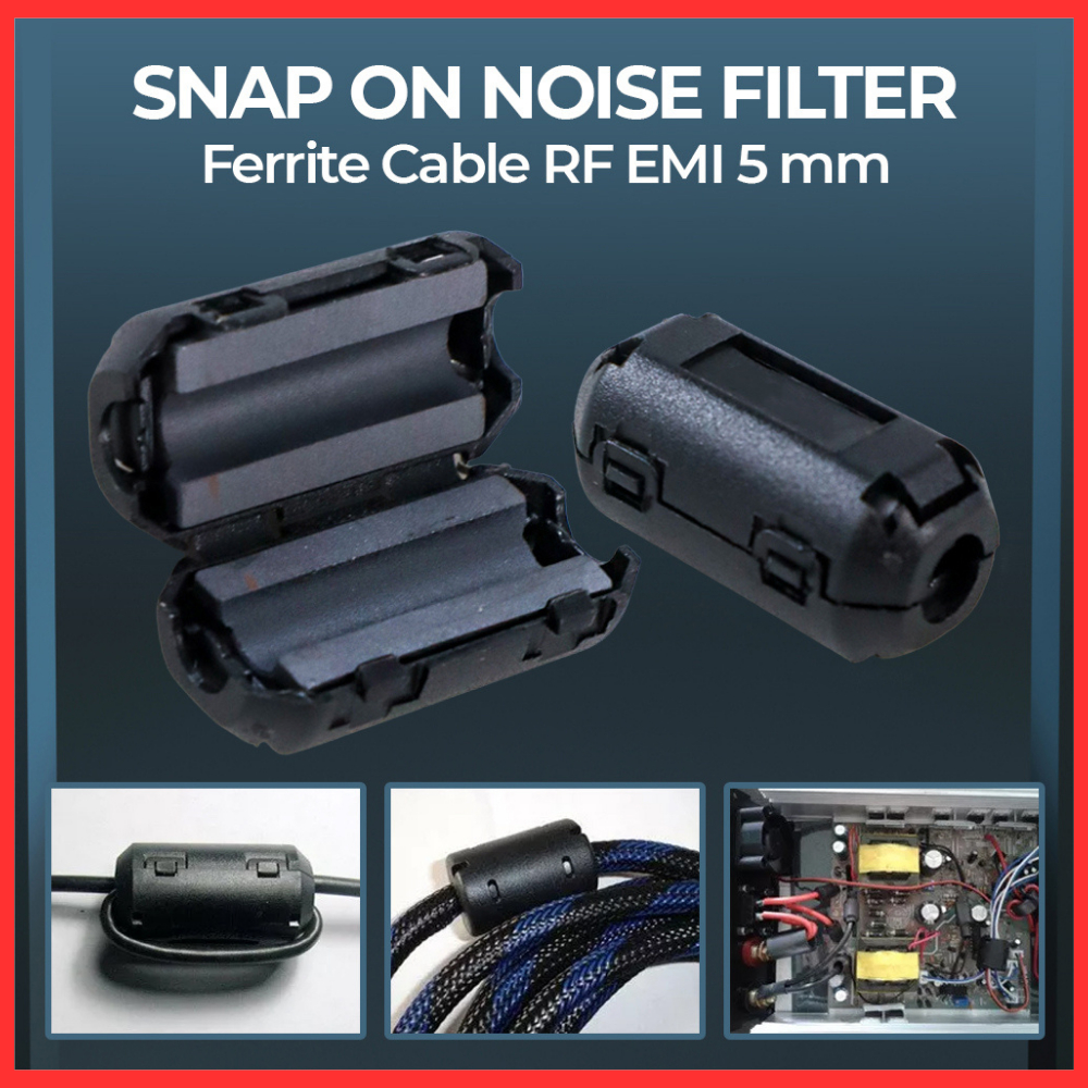 On Noise Filter Ferrite Cable RF EMI 5mm
