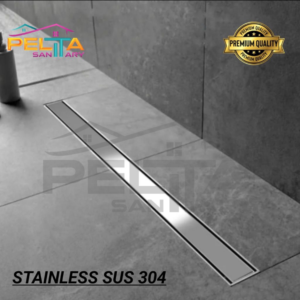 Smart Floor Drain Tile Insert 80 & 100 Cm Lubang Samping / Floor Drain Stainless SUS 304 Model Panja