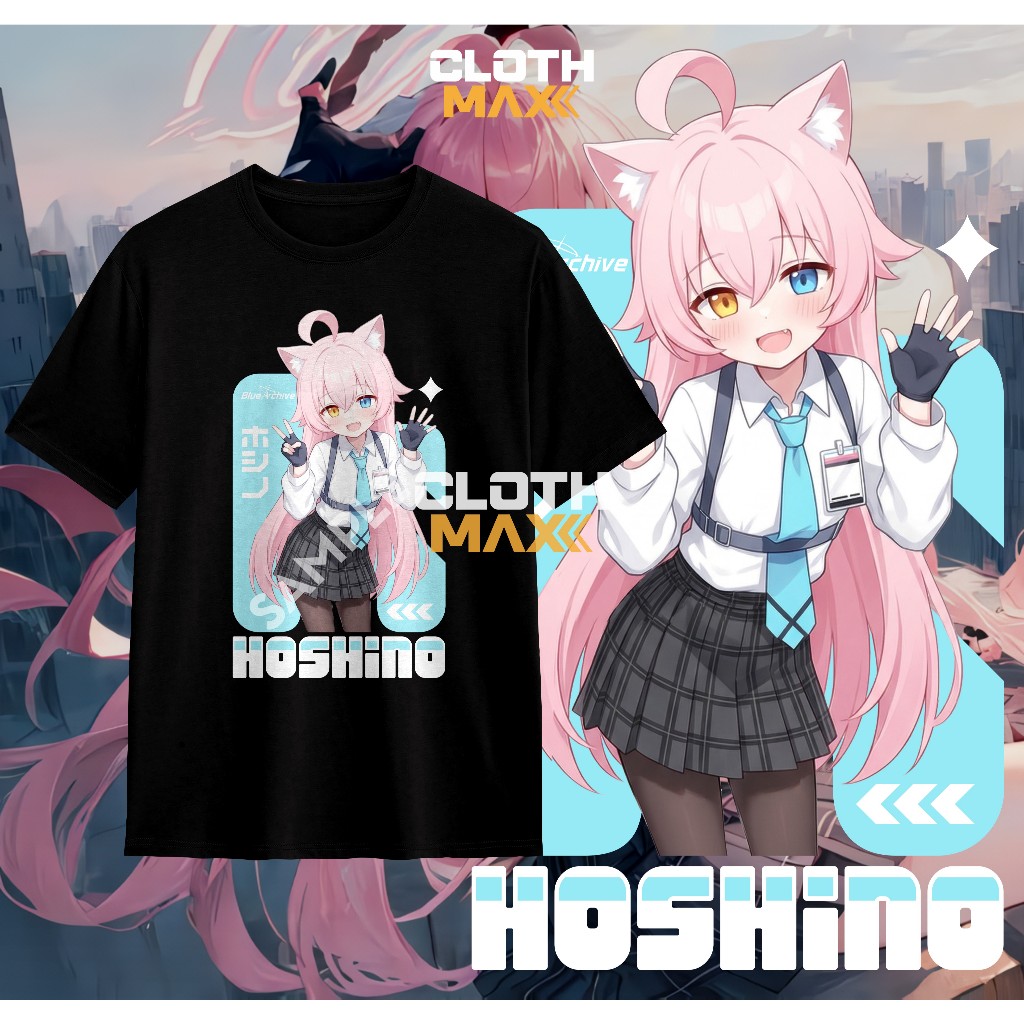 Kaos Dewasa Tshirt Takanashi Hoshino Blue Archive Baju Murah Lembut Premium Combed Shirasu Azusa Ori