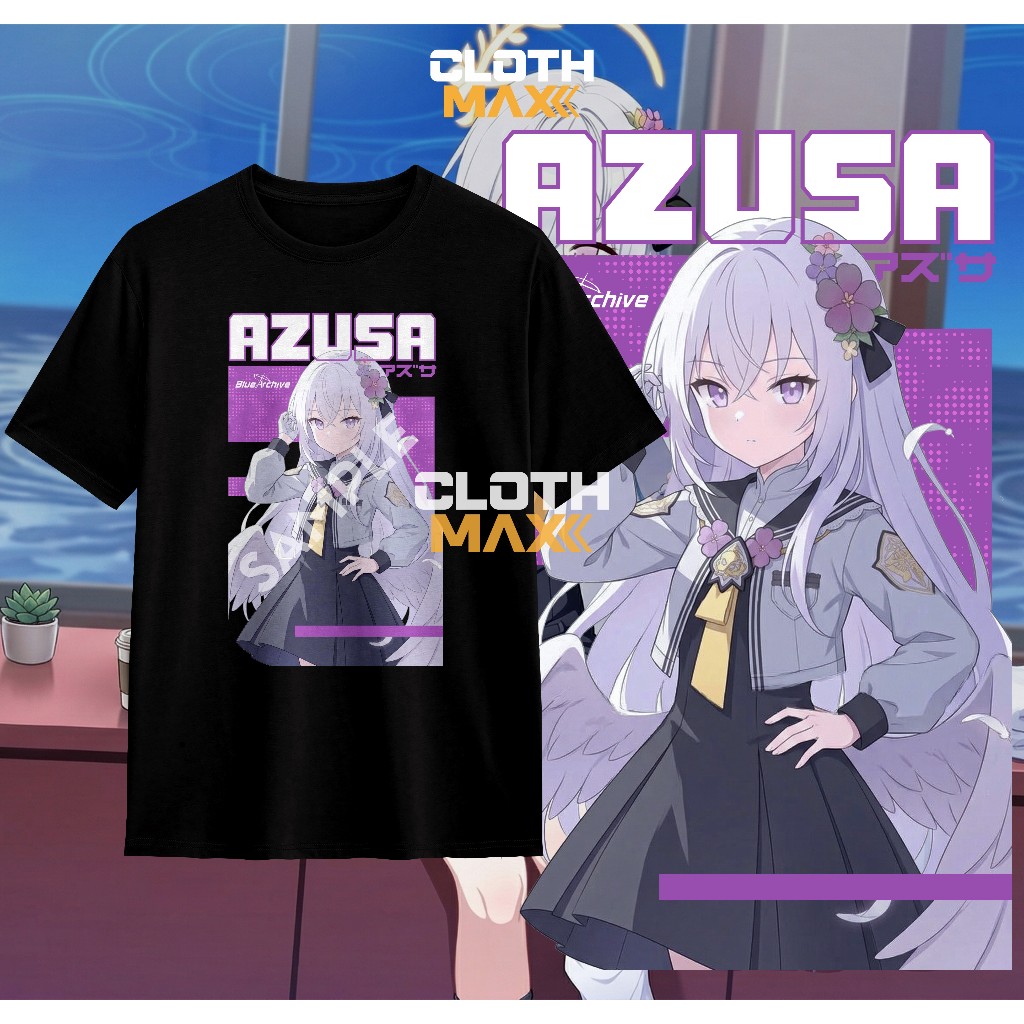 Kaos Dewasa Tshirt Shirasu Azusa Blue Archive Baju Murah Lembut Premium Combed Kyouyama Kazusa Ori