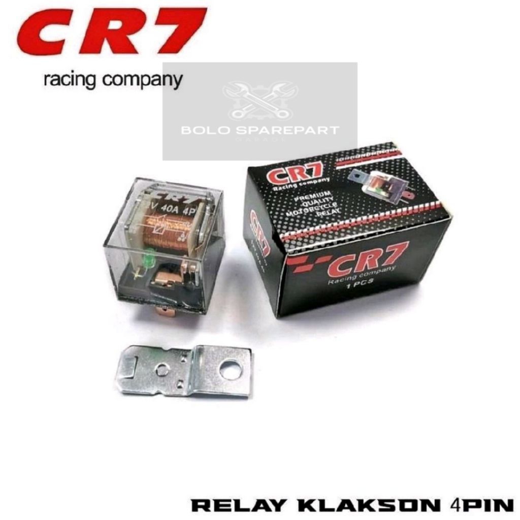 Relay 4 Kaki Lampu Klakson 12V 40A Merk CR7 Motorcycle Sparepart