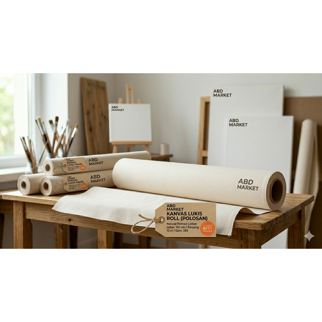 Kanvas Roll Putih Tc 150 x 3 Meter - Kanvas Lukis Putih Roll - Kanvas Siap Lukis
