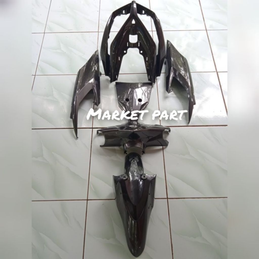 Paket Body Halus Set Vario Techno 110 Karbu  Warna Grey Abu Abu Tua Merek Tenshi Dan Narita