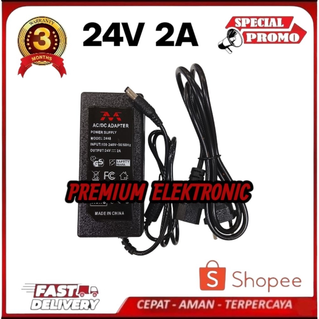 Premium Trafo Adaptor 24V 2A AC DC Murah Model 2448 Adapter 2 Ampere 24 Volt 48Watt