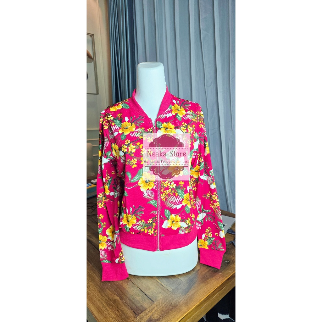SHEIN - Tropical bomber jacket untuk wanita ukuran small - merah