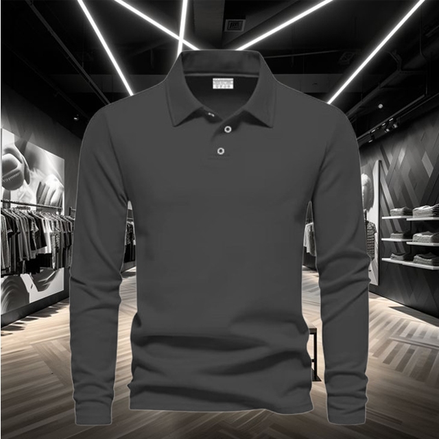 Kaos Pique Kerah Pria Polo Panjang Motif Polos Lengan Panjang / Baju Seragam Poloshirt / Kaos Pria B