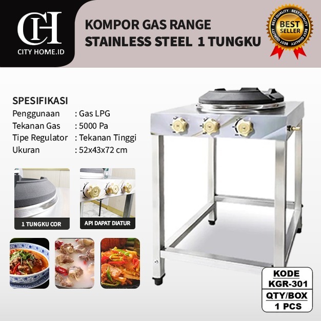 Kompor Gas 1 Tungku Api Besar Tekanan Tinggi Kompor Komersil
