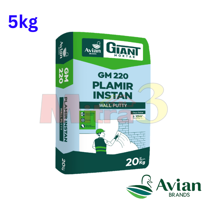 GIANT Mortar 220 5 KG Plamir Instan Acian Tembok Dinding Semen Instan